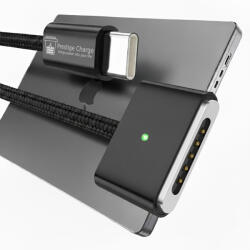 Prestige Charge Cablu de Incarcare Magsafe 3, PRESTIGE CHARGE, pentru Apple Macbook Air / Pro, 140W, PD 3.1, Indicator LED, Textil Rezistent, 2m, Negru