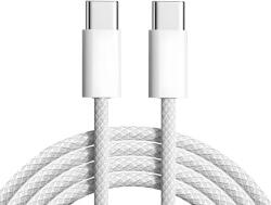 Prestige Charge Cablu USB-C la USB-C PD 60W PRESTIGE CHARGE, Transfer Date si Incarcare SuperFastCharge 25W/45W, Compatibil iPhone 15/16/17, Samsung si Tableta, 1m, Alb textil
