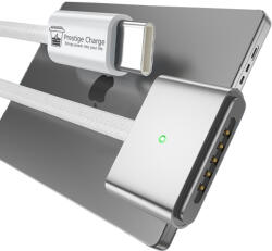 Prestige Charge Cablu de Incarcare Magsafe 3, PRESTIGE CHARGE, pentru Apple Macbook Air / Pro, 140W, PD 3.1, Indicator LED, Textil Rezistent, 2m, Alb