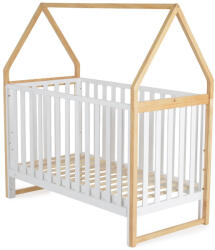 Cangaroo Astra Házikó Babaágy 60×120 cm - Fehér/Natur