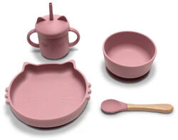 Lorelli Természetes szilikon 4 db-os étkészlet - Deep Pink