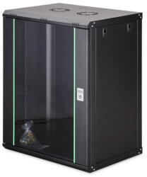 ASSMANN Rack Digitus Cabinet metalic, Digitus, 19" 16U, 600x450cm, cu usi din sticla, negru, nemontat (DN-37113)