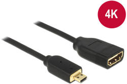 Delock HDMI Ethernettel - HDMI micro-D apa véggel / HDMI-A anya 3D 4K 20 cm kábel (65687) (4043619656875)