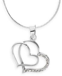 JSB Bijoux dupla szíves nyaklánc Swarovski® kristály kövekkel (fehér)