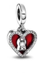 PANDORA 793119C01 Piros szív és kulcslyuk dupla függő charm (Ag 925/1000, 2, 41 g)
