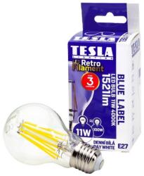 TESLA Tesla FILAMENT RETRO, E27, 11W, 230V, 1521lm, 25 000h, 4000K nappali fehér, 360°, átlátszó (BL271140-3)