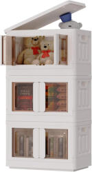 FlexiSpot Tárolódobozok fedéllel és átlátszó ajtóval, összecsukható műanyag ST1, Fehér, 3 Darabos (ST1W-3PCS)