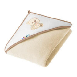 Akuku Baba kapucnis törölköző 100×100 cm - Ekrü/Maci