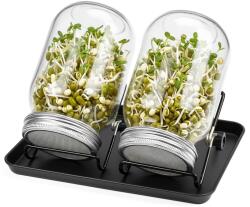 Relaxdays Set de 2 borcane pentru germinare, suport și tavă (10137645)