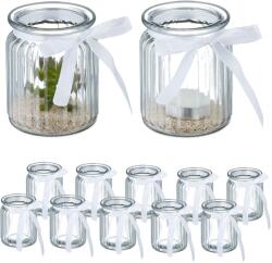 Relaxdays Suporturi transparente pentru lumânări tip pastilă Relaxdays, set de 12 (10091140) Pahar