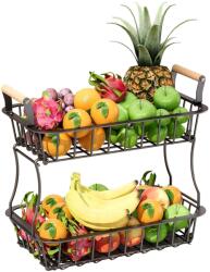 Relaxdays Coș metalic pentru fructe cu 2 niveluri și mânere (10138935)