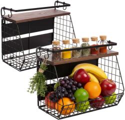 Relaxdays Raft de perete magnetic pentru coșuri cu fructe, set de 2 (10137513)
