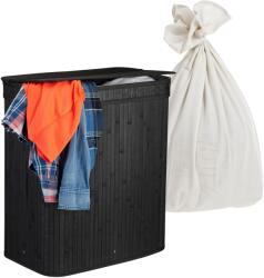 Relaxdays Coș de rufe din bambus cu 2 compartimente (10141694)