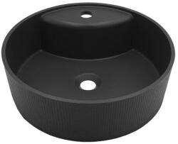 Laveo CLIFF kerek gránit mosdó túlfolyó nélkül, fekete