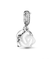 PANDORA Moments 793200C01 Virágzó fehér rózsa dupla függő charm (Ag925/1000, 2, 1g) (793200C01)