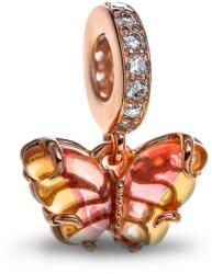 PANDORA Moments 782698C01 Rózsaszín és sárga muranói üveg pillangó függő charm (Ag925/1000, 1, 63 g)