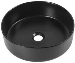 Laveo DESNA kerek kerámia mosdó túlfolyó nélkül, matt fekete