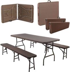Pepita rattan pliabil efect Garden bere banc set 180cm - maro (KF-GF03)