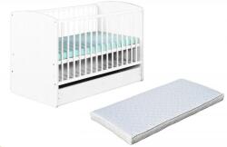 Klups Patut lemn Karolina II alb cu sertar Klups, include saltea cocos LUX 120x60x9 cm (3586-lux9-SOSAB)