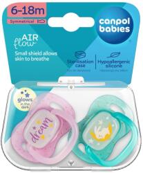 Canpol babies Canpol babies, NightGlow, suzeta simetrica din silicon, roz, 6-18 luni, 2 buc