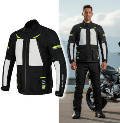 W-Tec Motoros kabát W-TEC Warao, AirVent System, belső klímamembrán, bordázott panelek a kar- és vállhajlatoknál, neoprén gallér szegély fekete-fluo XL (29296-XL)