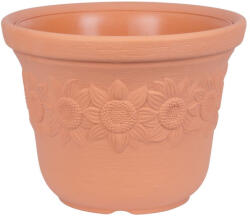 Prosperplast Műanyag virágcserép, Prosperplast Sunny, terrakotta, átmérő: 30 cm, magasság: 22, 5 cm, napraforgó minta, 8 l, kerek (TC255582)