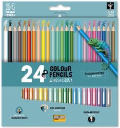 Ars Una Ars Una: 24 színű háromszögletű színes ceruzakészlet hegyezővel - innotechshop