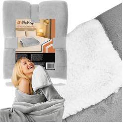 Ruhhy Dupla bolyhos takaró, 150x200 cm, kétszínű, mosógépben mosható, világosszürke és fehér (FSI18337)
