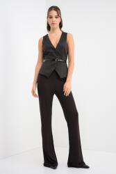 Vero Moda Vero Moda, Gombos, kockás mintájú mellény, Fekete, Barna, 38 (10338473-CHOCOLATE-TORTE-W-BLACK-GOLD-BELT-38)