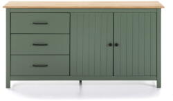 Marckeric Zöld-natúr színű borovi fenyő alacsony komód 150x80 cm Miranda - Marckeric