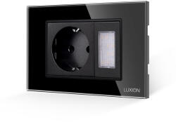 Luxion Priza Schuko + Lampa de Veghe cu Rama din Sticla LUXION, Standard Italian, 3M - culoare negru
