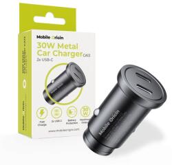 Mobile Origin 296182 Metal Car Charger 30W CA13, 2x USB-C Black, Töltő (MO-MCCH30W-CA13) (MO-MCCH30W-CA13)