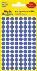 AVERY Etikett, 8 mm, kör, eltávolítható, AVERY ZWECKFORM, indigókék, 416 etikett/csomag (3591) - nyomtassingyen