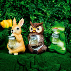 Garden of Eden Szolár állatfigurák - 3 féle - 10 melegfehér LED - 15 cm (11430A) - hasznos-holmik