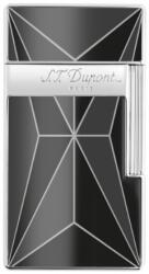 S.T. Dupont Big D fekete és króm színű, fehér geometriai vonalakkal díszített szivaros öngyújtó - széles szúrólánggal (025070)