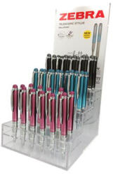 Zebra Golyóstoll display, 0, 24 mm, teleszkópos, rozsdamentes acél, ZEBRA "Telescopic Metal Stylus", kék (46601) - mystock