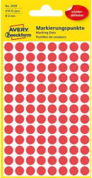 AVERY Etikett, 8 mm, kör, eltávolítható, AVERY ZWECKFORM, piros, 416 etikett/csomag (3589)