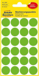 AVERY Etikett, 18 mm, kör, eltávolítható, AVERY ZWECKFORM, fűzöld, 96 etikett/csomag (3597)