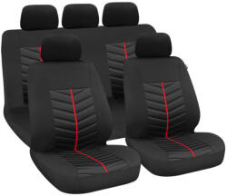 Autolife 9 részes 2HELYEN osztható - Légzsákos univerzális üléshuzat szett - fekete/piros csíkkal (02324) - akcio-shop
