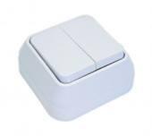  IP20 Falon kívüli kétáramkörös/csillár kapcsoló, fehér (20446)