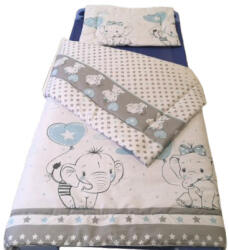  Szürke csillagos - aranyos elefánt mintás 2 részes gyermek ágynemű garnitúra - 90x130 cm