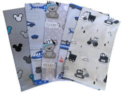  I. osztályú pamut kispárnahuzat csomag -kisfiús összeállítás, rendőr, maci, munkagép, egér