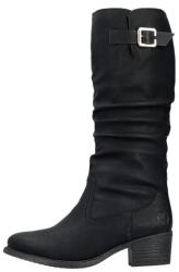 RIEKER Cizme dama, negru, casual, piele ecologica, imblanite, lungi, cu toc, Rieker 73191-00-Negru (Marime: 40) (73191-00-Negru-40)