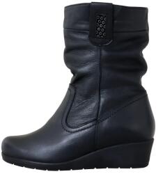 Nicolis Cizme dama, negru, casual, piele naturala, imblanite, scurte, cu platforma, Nicolis 151856-Negru (Marime: 36) (151856-Negru-36)