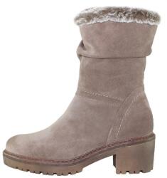 Marco Tozzi Cizme dama, bej, casual, piele intoarsa, imblanite, scurte, cu toc, Marco Tozzi 2-26499-23-346-Bej (Marime: 39) (2-26499-23-346-Bej-39)