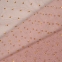 Takoy Tüll - fáradt rózsaszín alapon mini arany pöttyökkel