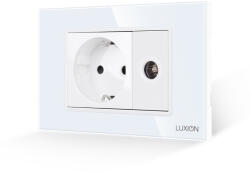 Luxion Priza Schuko + Priza TV cu Rama din Sticla LUXION, Standard Italian, 3M SmartElectro IntelligentHouse (LXI-045/32GF-W)