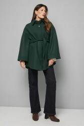 Wallis Sötétzöld Kabát Megkötős Derék Gallér Gombok Denevér Wallis 38