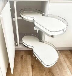  Sarokkosár Cargo Szekrényhez Vese Jobbos 600 Csendes Ház Fehér Króm (WM.KN-12-RCO)