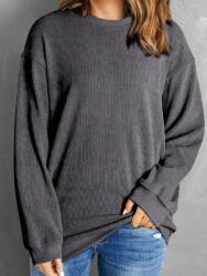 Shein Antracit Bordázott Hosszú Ujjú Kapucni Nélküli Pulóver Shein S